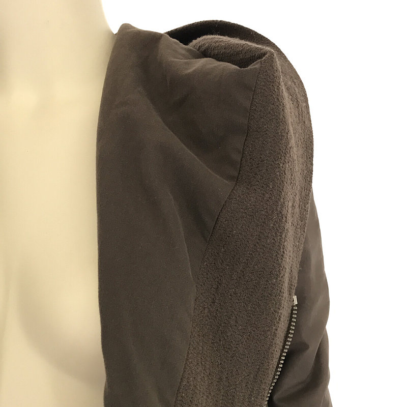 Rick Owens / リックオウエンス イタリア製 異素材 レザー切替 ウール ロング コート フーディー