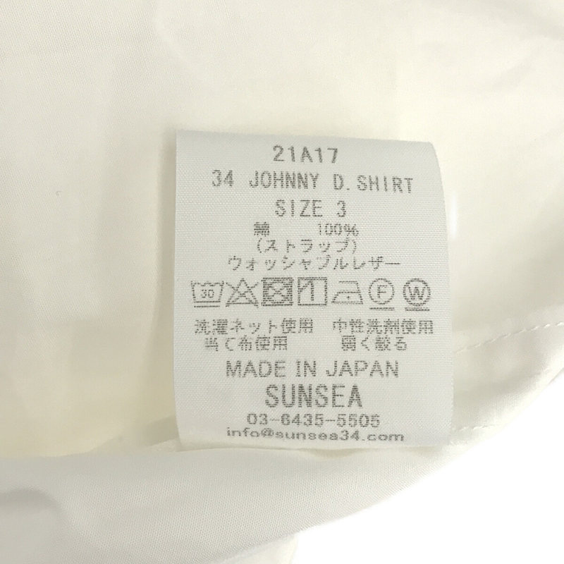 SUNSEA / サンシー 34 JOHNNY D. SHIRT コットン 刺繡 開襟シャツ