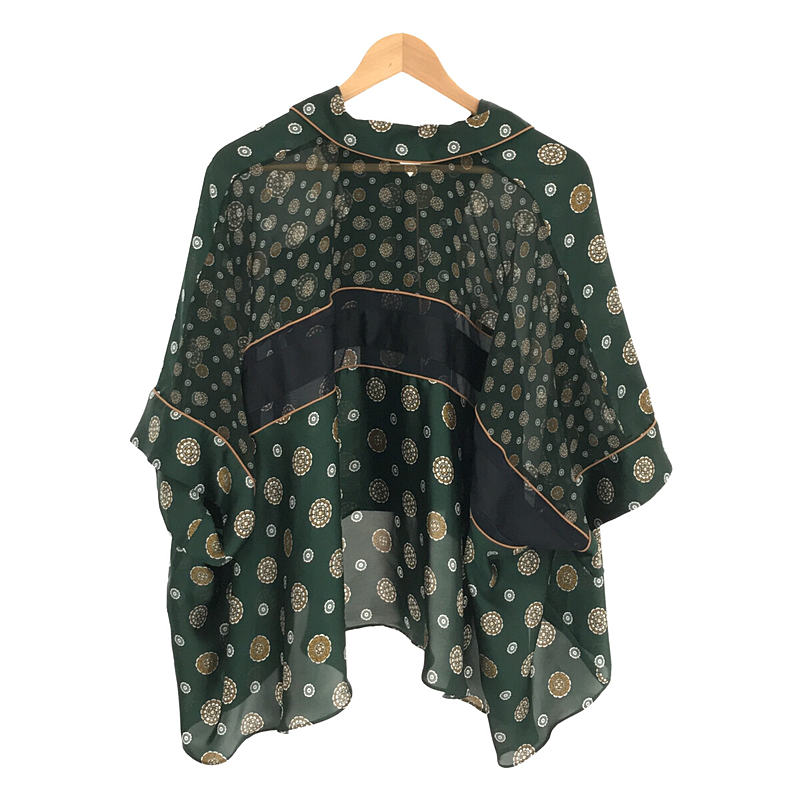 sacai / サカイ Komon Print Shirt 小紋 プリント バック レース 切替 オープンカラー オーバーサイズ ブラウス