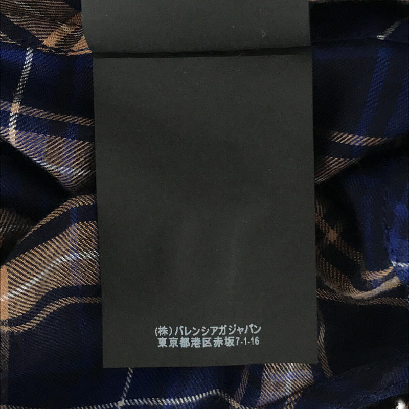 BALENCIAGA / バレンシアガ コットン ビスコース リヨセル チェック バック ロゴ プリント スカーフカラー シャツ