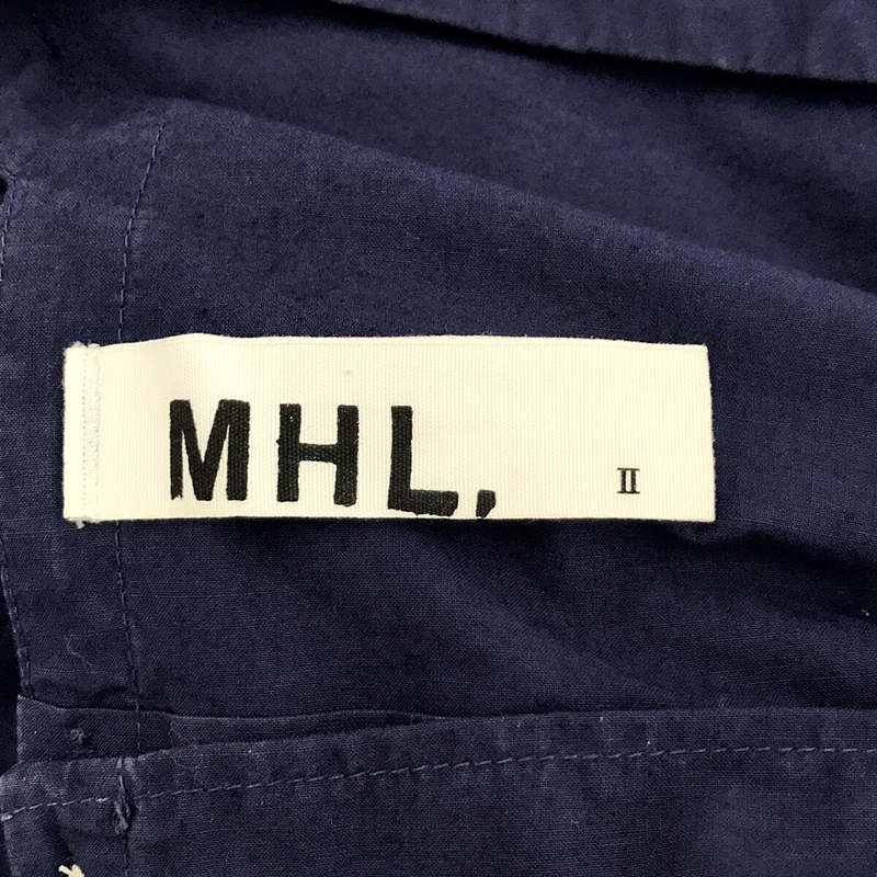 MHL. / エムエイチエル マーガレットハウエル コットン スクエアネック ノースリーブ タックプリーツ ワンピース