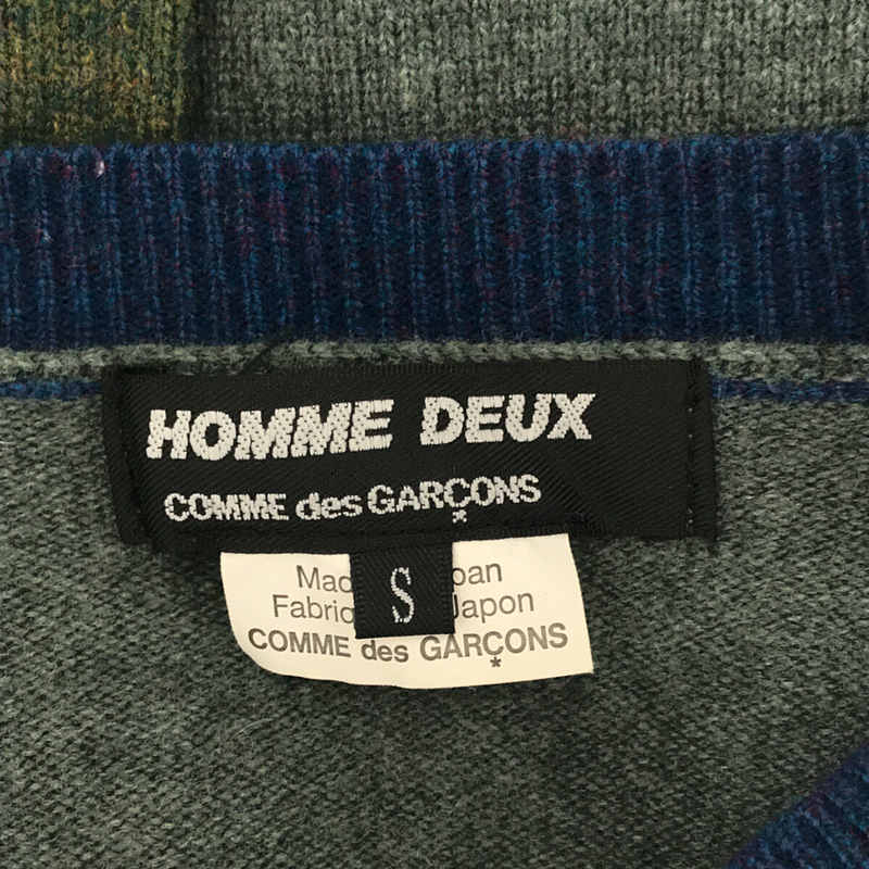 COMME des GARCONS HOMME DEUX / コムデギャルソン オムドゥ 色切替ウールVネックニット