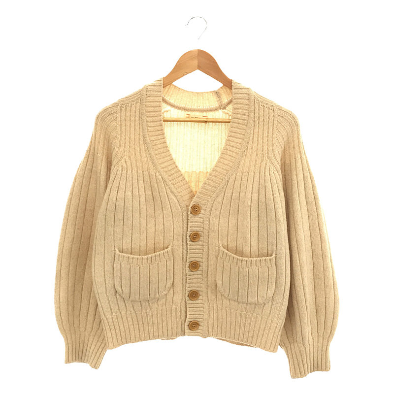 merino wool ribbed cardigan メリノウール リブ ボリュームスリーブ カーディガン