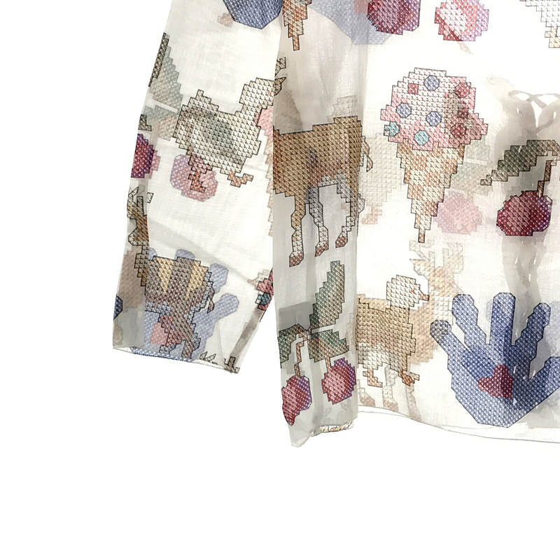 miu miu / ミュウミュウ クロスステッチプリント レースアップブラウス シャツ
