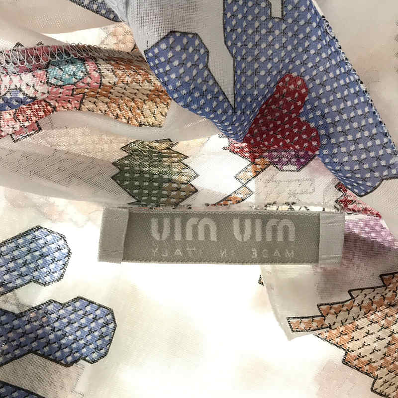 miu miu / ミュウミュウ クロスステッチプリント レースアップブラウス シャツ