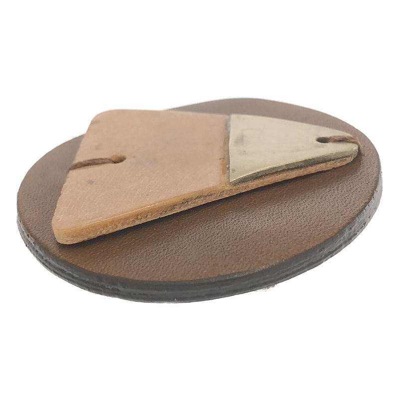 その他 ウッド レザー ピン ブローチ 2個セット