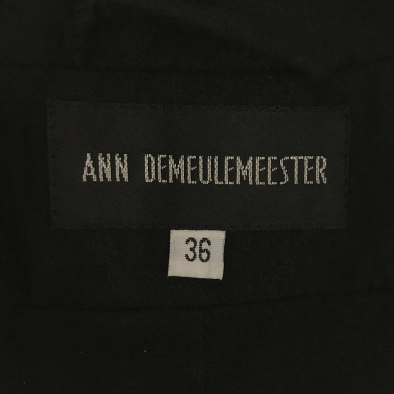 ANN DEMEULEMEESTER / アンドゥムルメステール ウール シルク リブニット 切替 スタンドカラー ジップアップ ジャケット