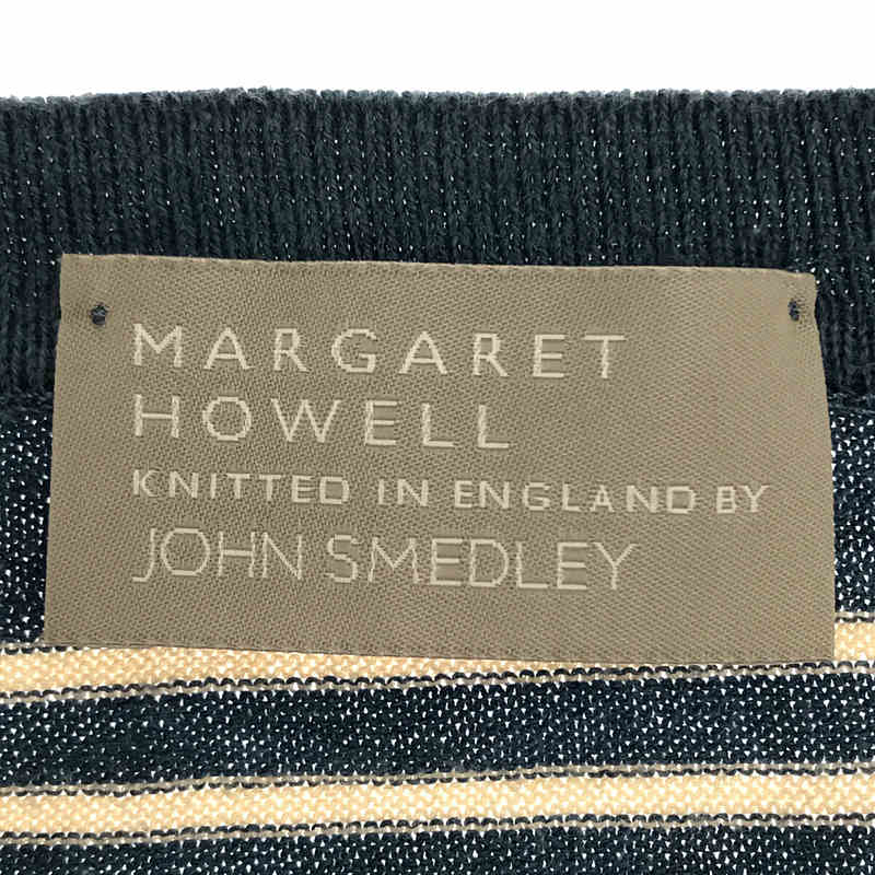 MARGARET HOWELL / マーガレットハウエル × JOHN SMEDLEY ジョンスメドレー 別注 英国製 コットン ボーダー ハイゲージ ハーフスリーブ ニット