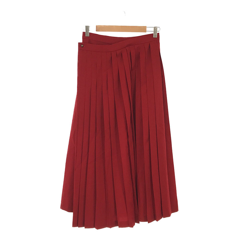 wrap skirt ウール ラップ プリーツ スカート