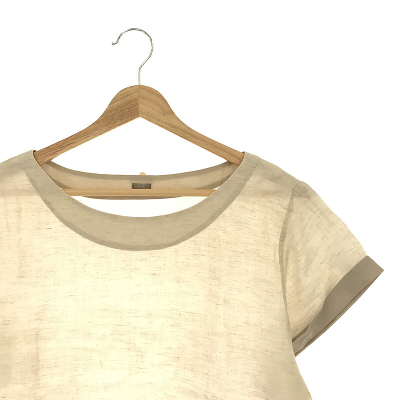 MARGARET HOWELL / マーガレットハウエル リネン ロールアップスリーブ プルオーバー 半袖 シャツ