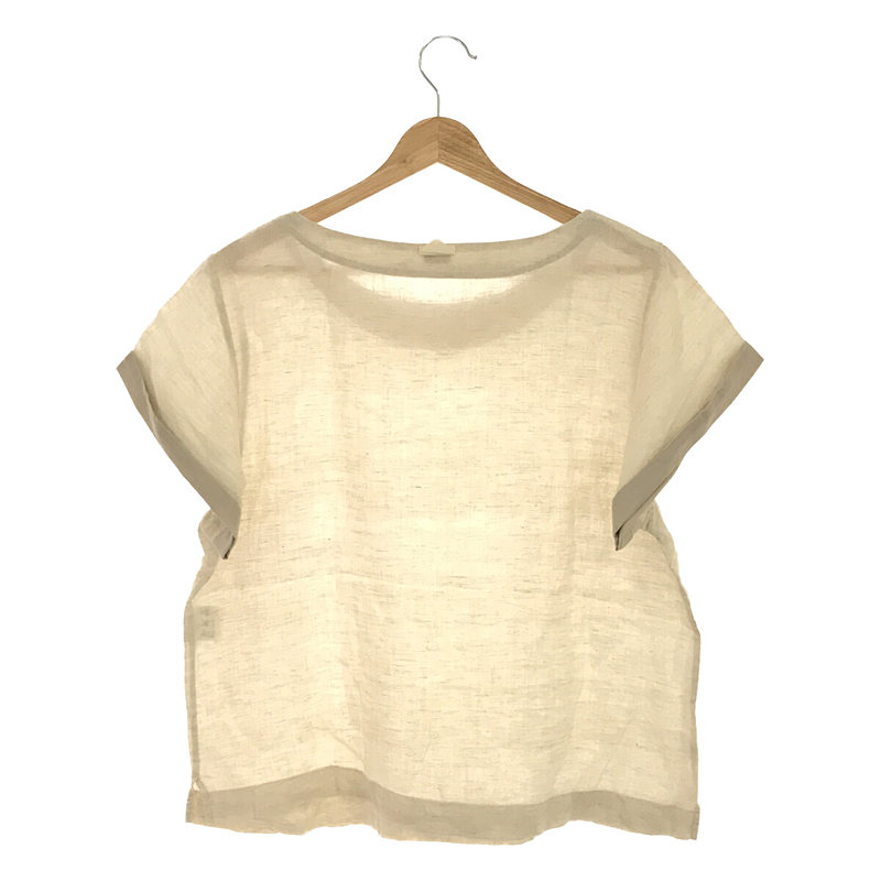 MARGARET HOWELL / マーガレットハウエル リネン ロールアップスリーブ プルオーバー 半袖 シャツ