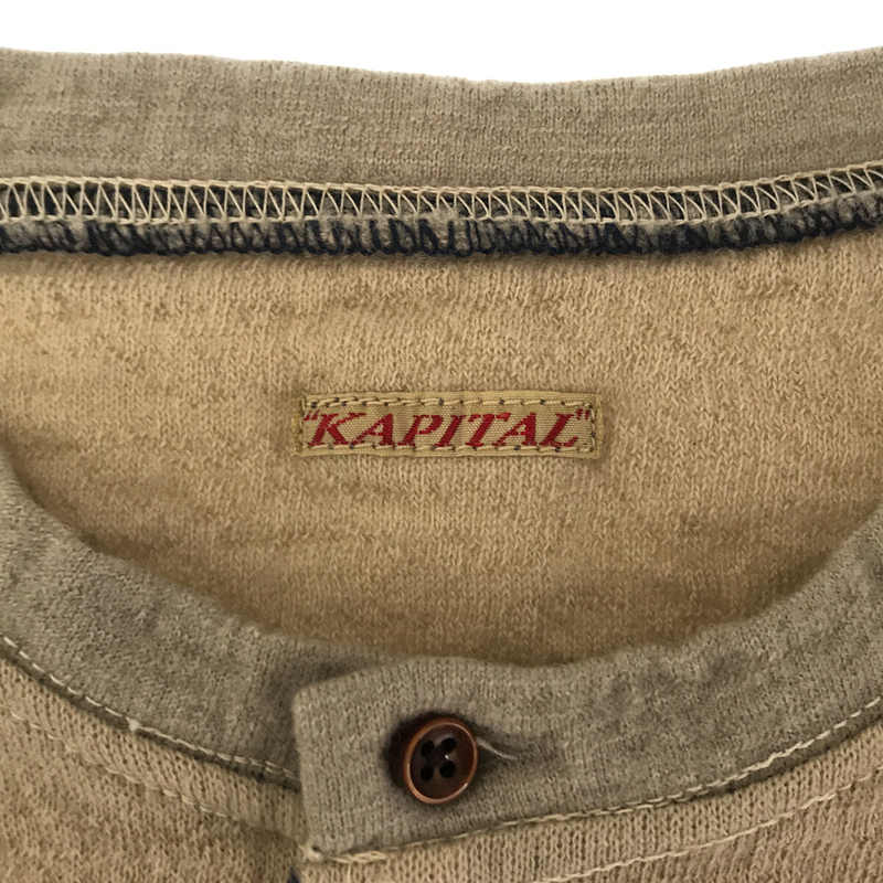 KAPITAL / キャピタル 異素材 切替 ウール ニット  パッチワーク ヘンリーネック スウェット プルオーバー