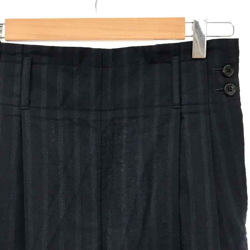 MARGARET HOWELL / マーガレットハウエル × FOX BROTHERS フォックスブラザーズ 別注 ウール ストライプ サイドボタン 2タック スラックス