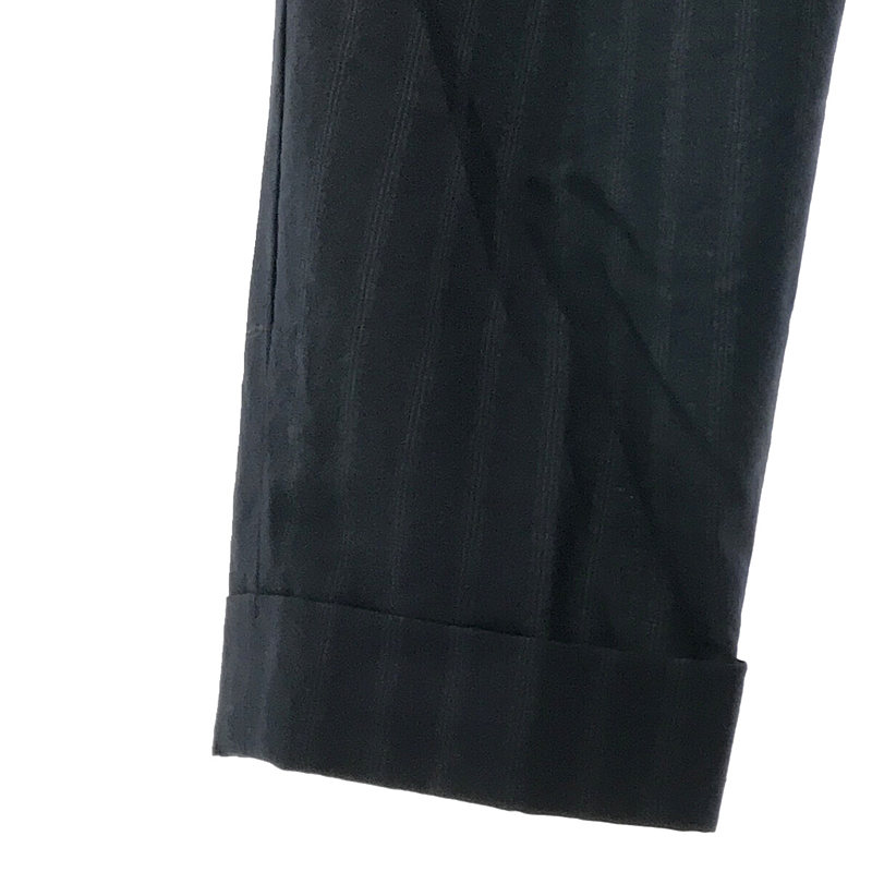 MARGARET HOWELL / マーガレットハウエル × FOX BROTHERS フォックスブラザーズ 別注 ウール ストライプ サイドボタン 2タック スラックス