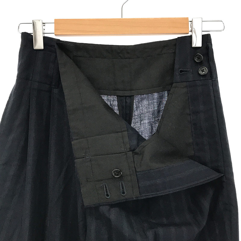 MARGARET HOWELL / マーガレットハウエル × FOX BROTHERS フォックスブラザーズ 別注 ウール ストライプ サイドボタン 2タック スラックス