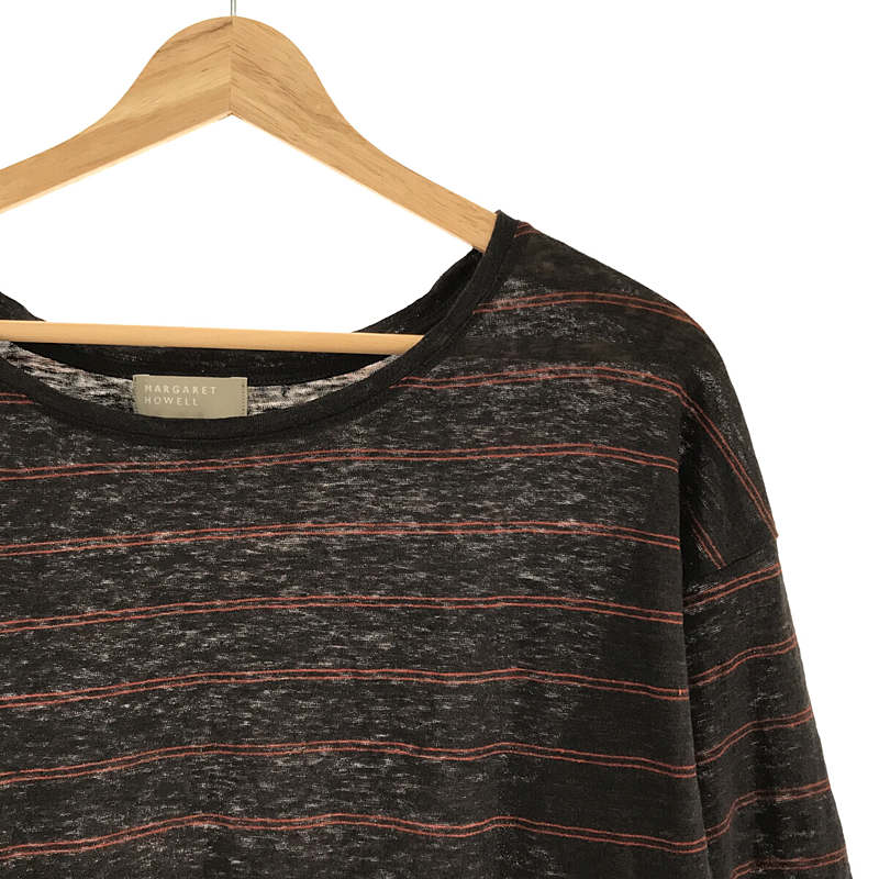 MARGARET HOWELL / マーガレットハウエル リネン ボーダー ハーフスリーブ カットソー