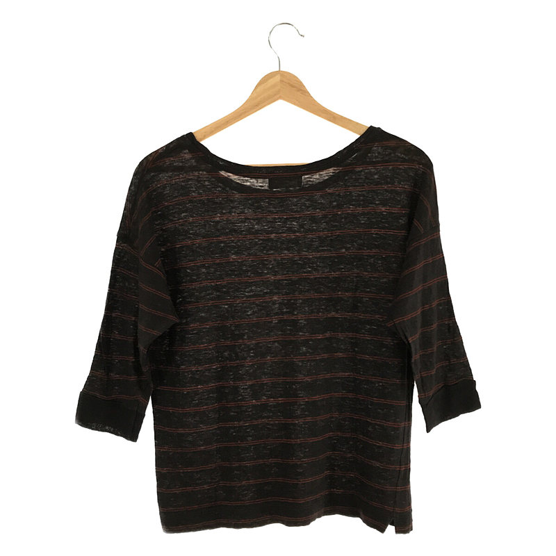 MARGARET HOWELL / マーガレットハウエル リネン ボーダー ハーフスリーブ カットソー