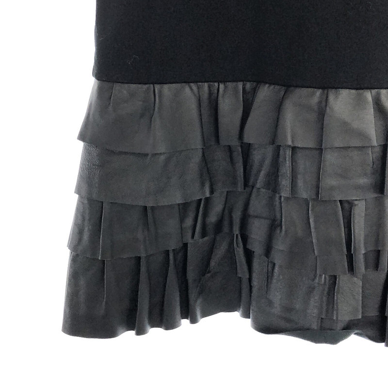 その他 異素材 ドッキング ティアード プリーツ ワンピース