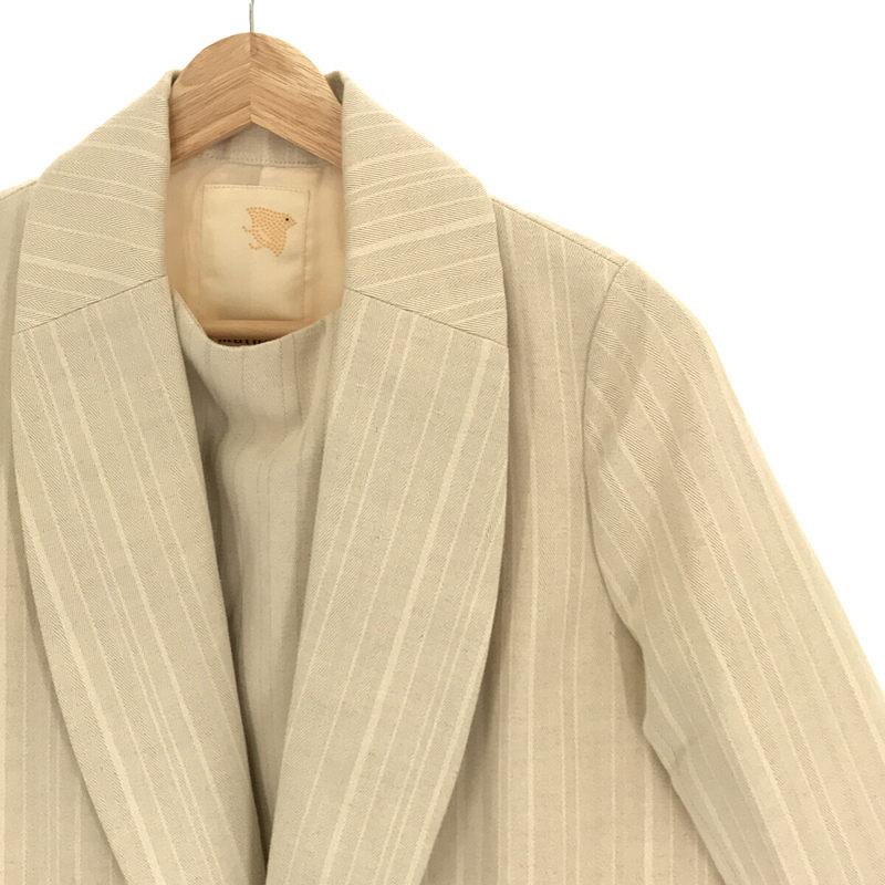 matohu / まとふ コットン リネン ヘリンボーン 胸当て付き ショールカラー コート