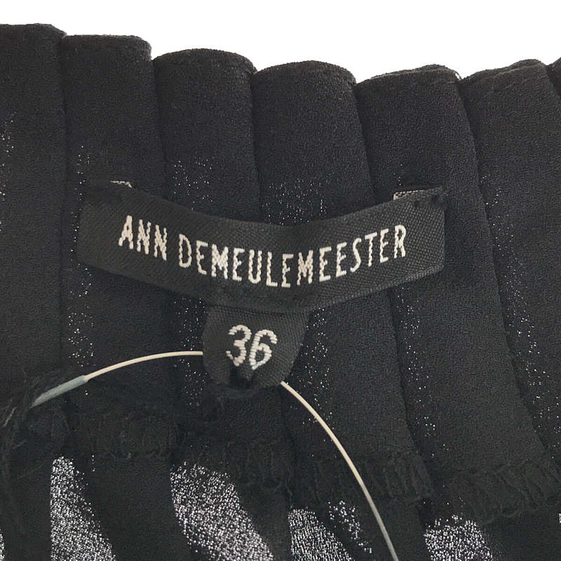 ANN DEMEULEMEESTER / アンドゥムルメステール シルク ノースリーブ ギャザー ワンピース