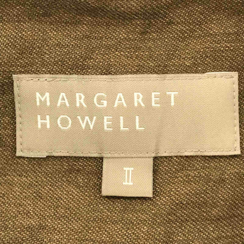 MARGARET HOWELL / マーガレットハウエル コットン リネン ノーカラー シャツ ワンピース