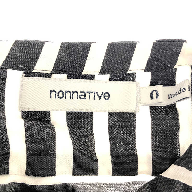 nonnative / ノンネイティブ ノーカラー ボーダー 半袖シャツ