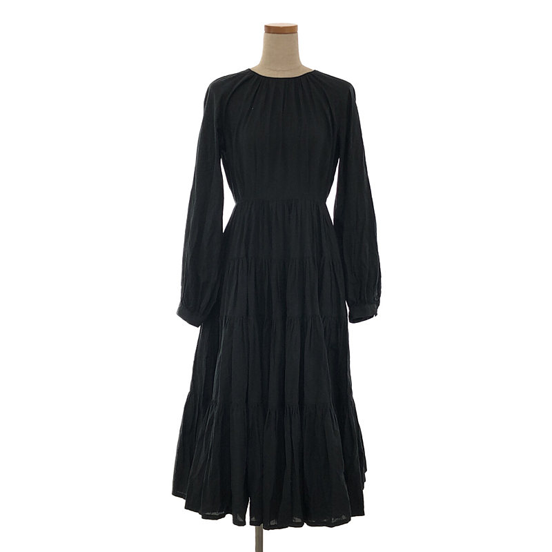foufou / フーフー | 【THE DRESS #29】raglan sleeves tiered dress ラグランスリーブティアードワンピース | 1 | ブラック | レディース