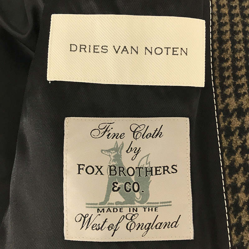DRIES VAN NOTEN / ドリスヴァンノッテン FOX BROTHERS生地使用 ウール メルトン 千鳥柄 ステンカラーコート