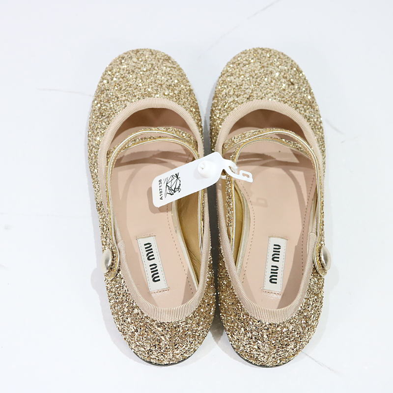 miu miu / ミュウミュウ glitter ballet flats グリッターファブリック バレリーナシューズ