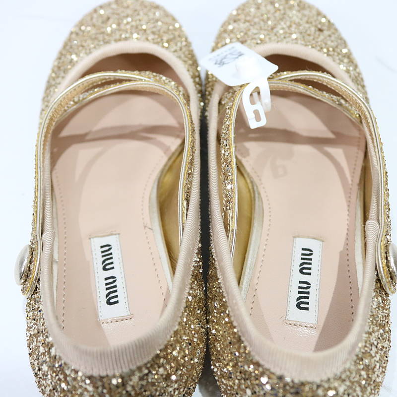 miu miu / ミュウミュウ glitter ballet flats グリッターファブリック バレリーナシューズ