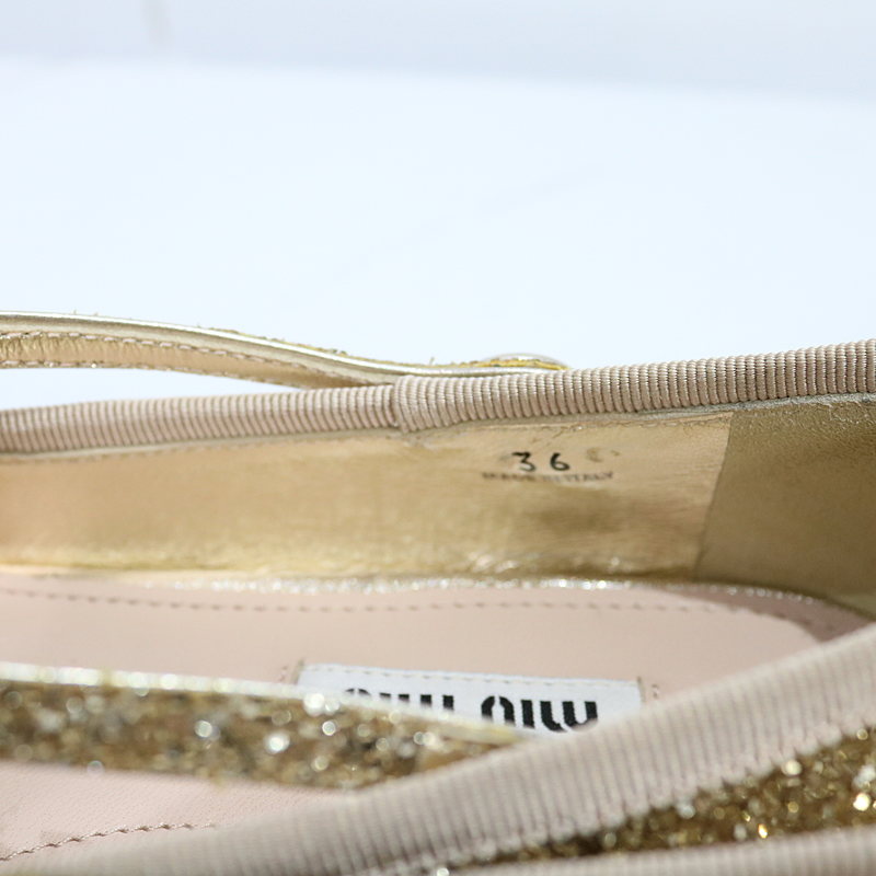 miu miu / ミュウミュウ glitter ballet flats グリッターファブリック バレリーナシューズ