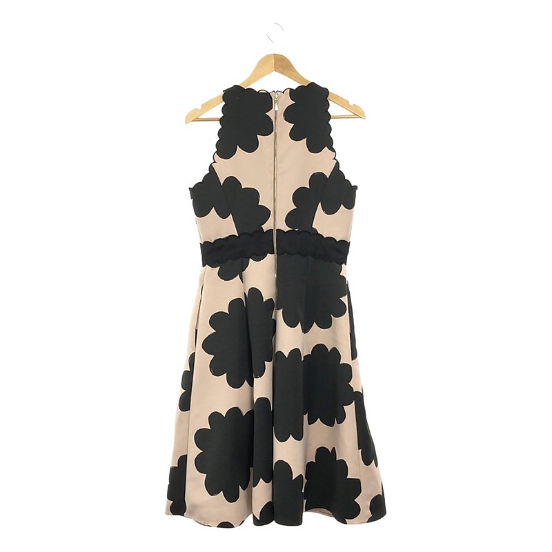 KATE SPADE / ケイトスペード Petal Stamp Dress フラワー 総柄 スカラップ ノースリーブ フレアワンピース