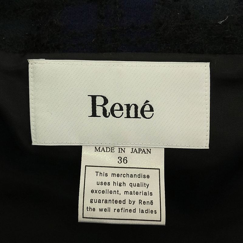 Rene / ルネ モヘア混 チェックツイード フェイクファー付き ドルマンスリーブ ジャケット