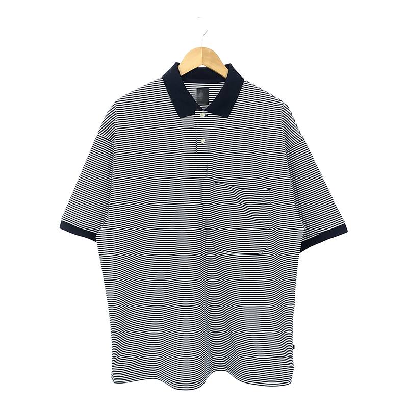 TECH POLO SHIRT S/S ボーダー オーバーサイズ テック ポロシャツ