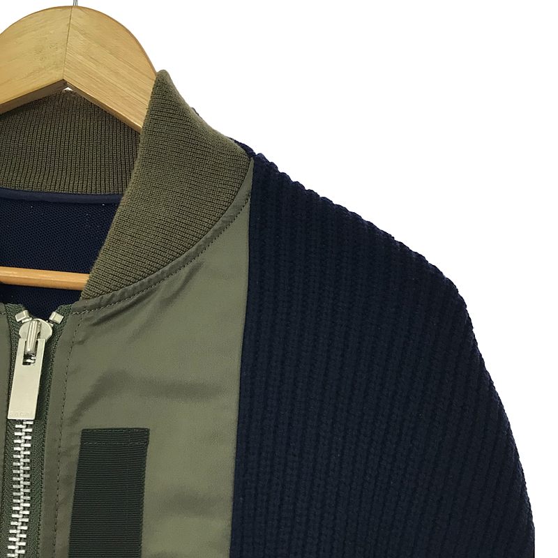 sacai / サカイ 異素材 MA-1 ニット ドッキング ボンバージャケット / ブルゾン