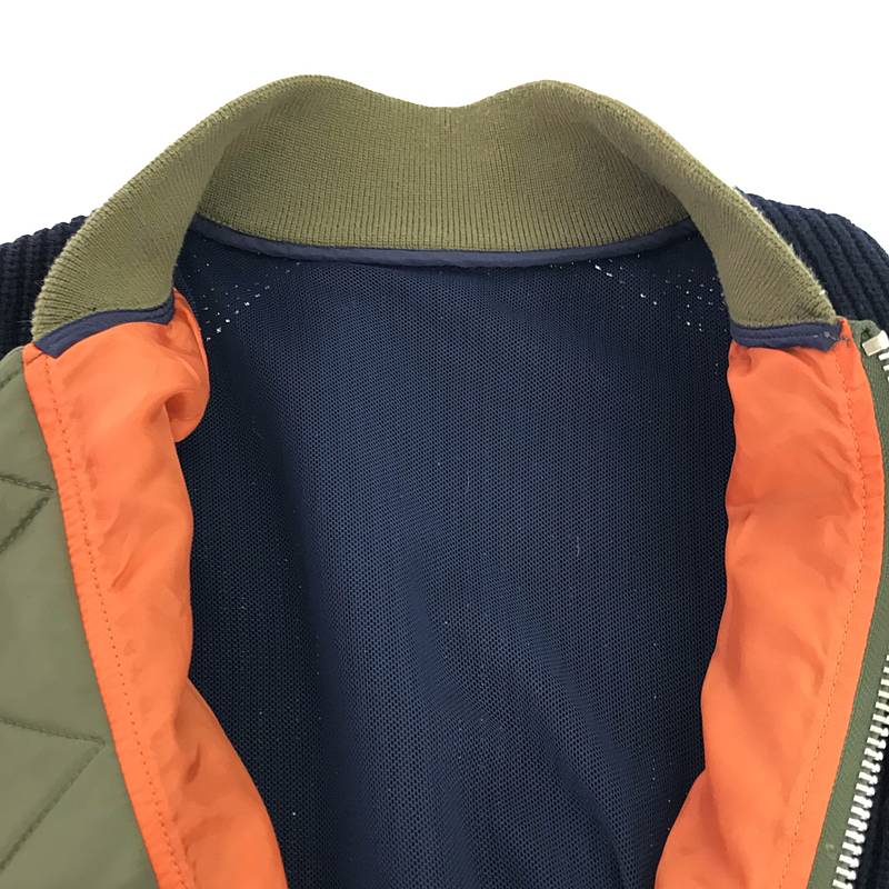 sacai / サカイ 異素材 MA-1 ニット ドッキング ボンバージャケット / ブルゾン