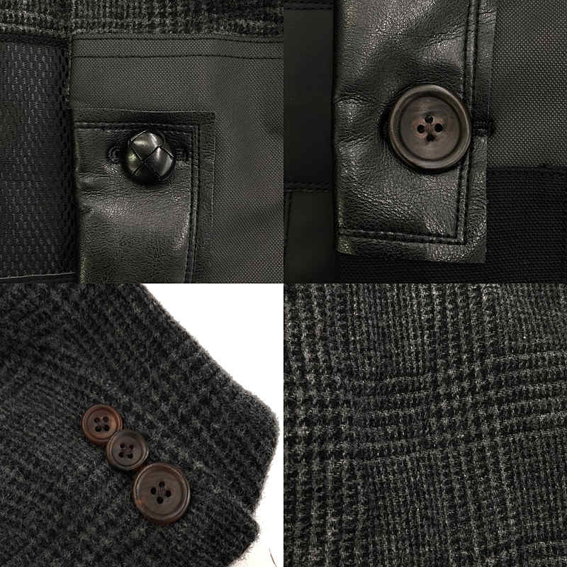 JUNYAWATANABE COMMEdesGARCONS MAN / ジュンヤワタナベマン ウール 縮絨 異素材 切替 エルボーパッチ シングルブレスト ジャケット / 総裏地
