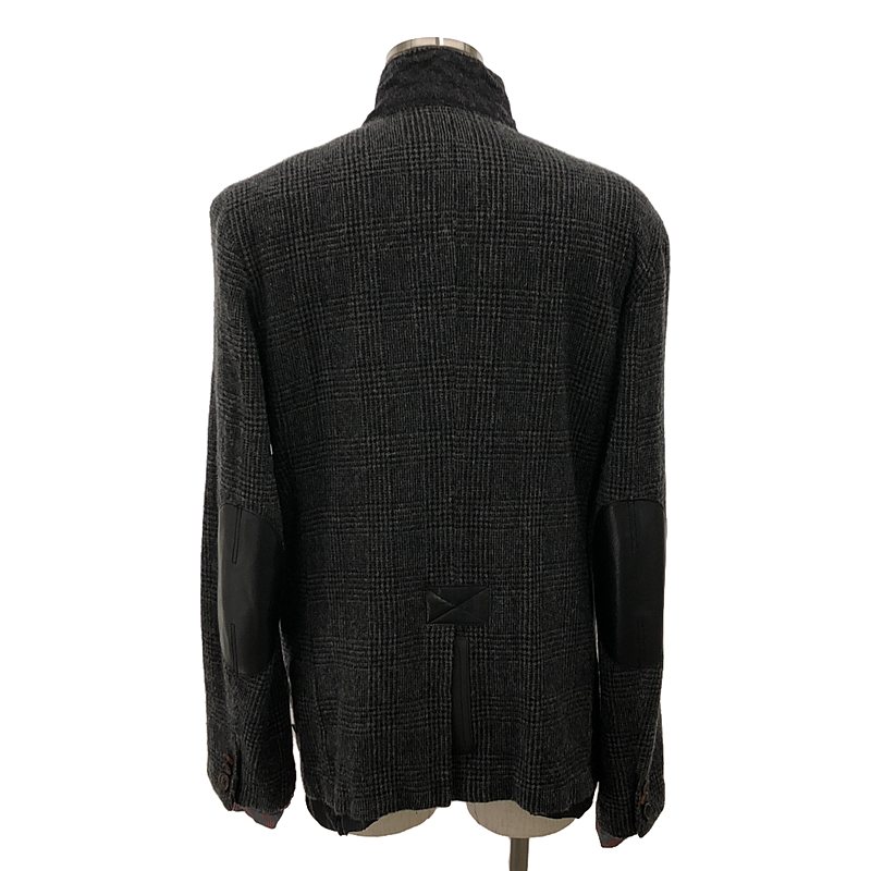 JUNYAWATANABE COMMEdesGARCONS MAN / ジュンヤワタナベマン ウール 縮絨 異素材 切替 エルボーパッチ シングルブレスト ジャケット / 総裏地