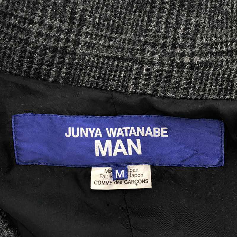 JUNYAWATANABE COMMEdesGARCONS MAN / ジュンヤワタナベマン ウール 縮絨 異素材 切替 エルボーパッチ シングルブレスト ジャケット / 総裏地