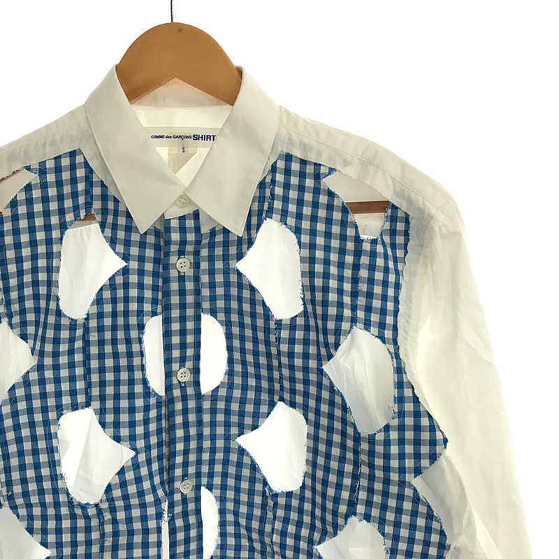 COMME des GARCONS SHIRT / コムデギャルソンシャツ コットン チェック カット加工 レギュラーカラー シャツ