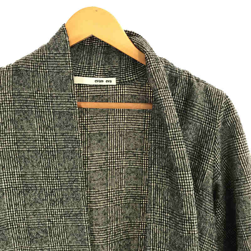 Glen check cardigan グレンチェック コットンウール カーディガンevam eva / エヴァムエヴァ