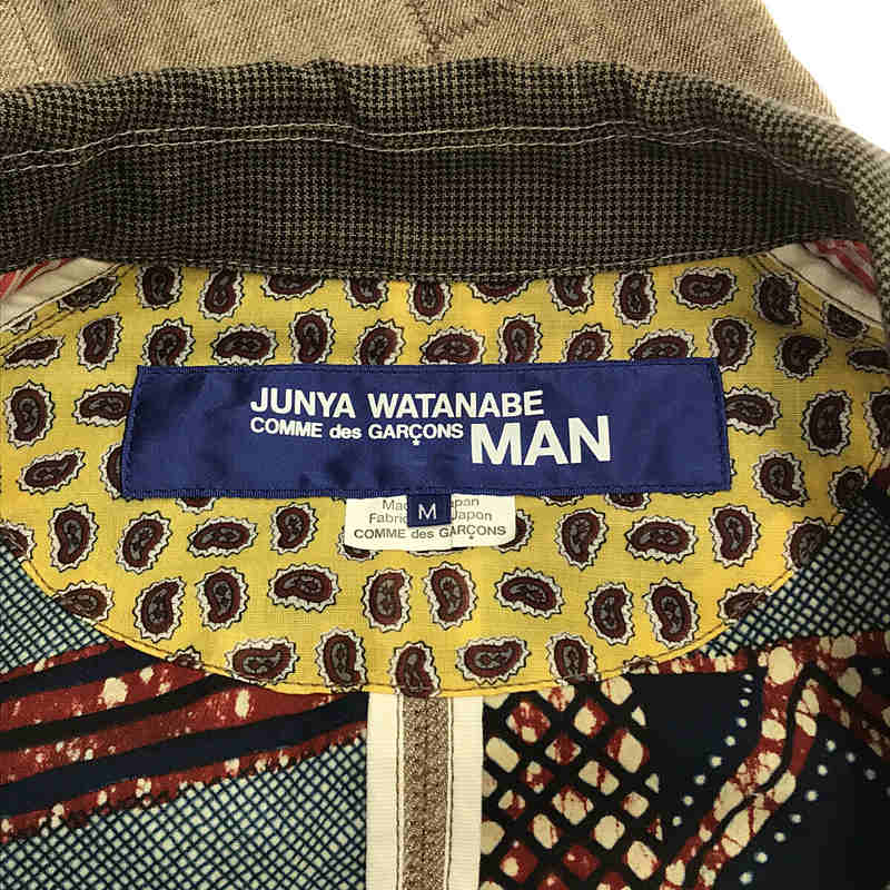 JUNYAWATANABE COMMEdesGARCONS MAN / ジュンヤワタナベ コム デ ギャルソン マン AD2015 リネン パッチワーク エルボーパッチ シングル ジャケット