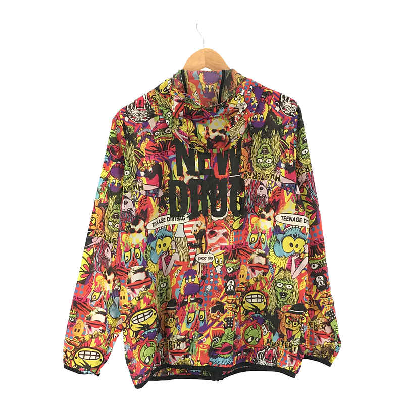 HYSTERIC GLAMOUR / ヒステリックグラマー 01182AB01 SKULLUX/COLLAGE総柄 フーデッドジャケット スカラックス コラボ パッカブル 収納袋有 ユニセックス