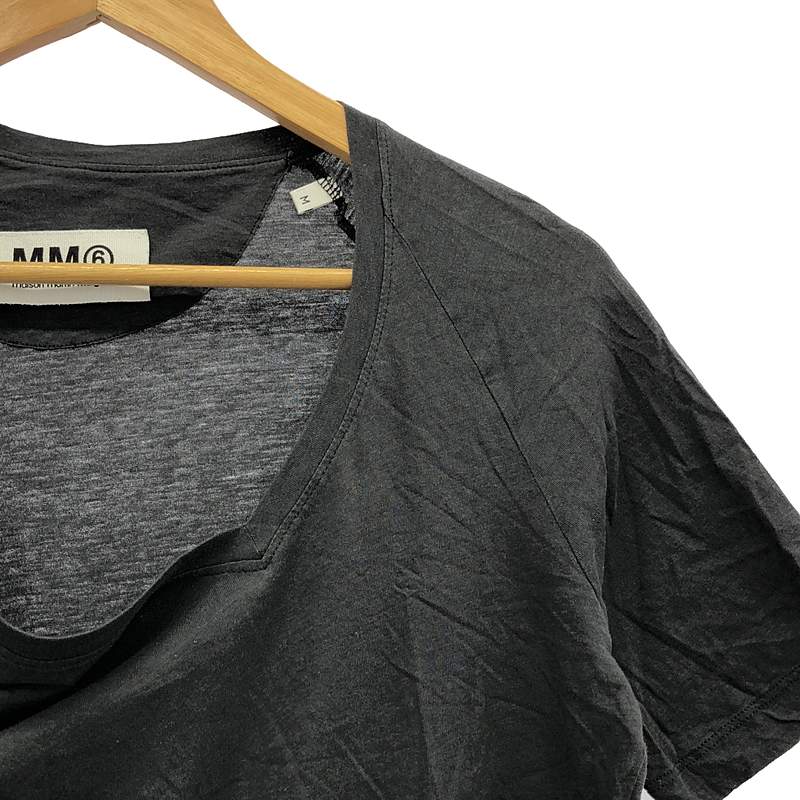 MM6 Maison Martin Margiela / エムエムシックスメゾンマルタンマルジェラ コットン Vネック アシンメトリー Tシャツ