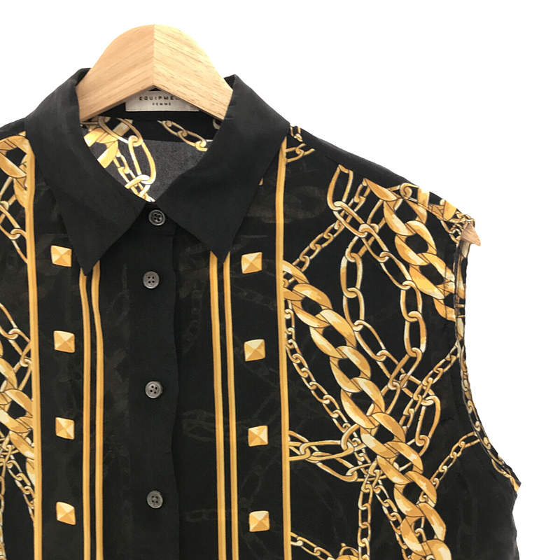 EQUIPMENT / エキップモン シルク 総柄プリント ノースリーブシャツ