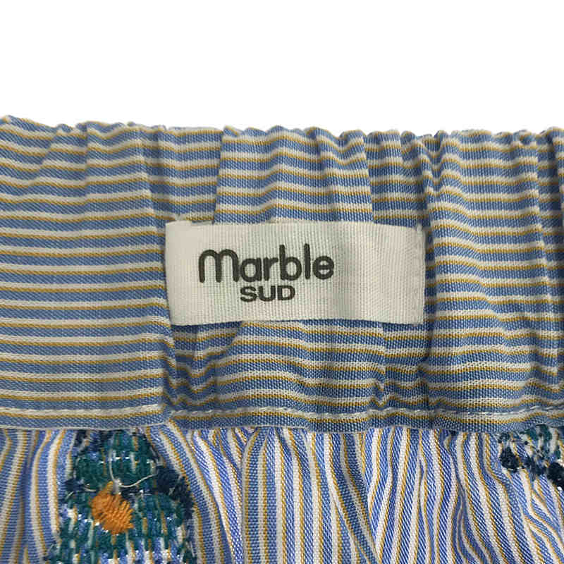 marble SUD / マーブルシュッド インコ刺しゅう ストライプ スカート