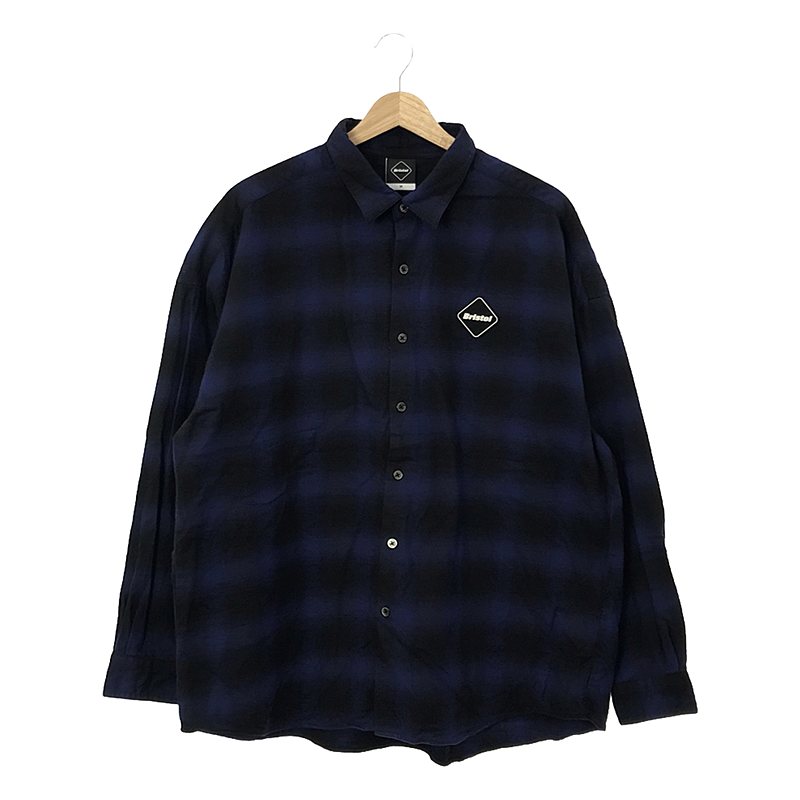 FLANNEL BIG LOGO BAGGY SHIRT / オンブレチェック ロゴ フランネルシャツ