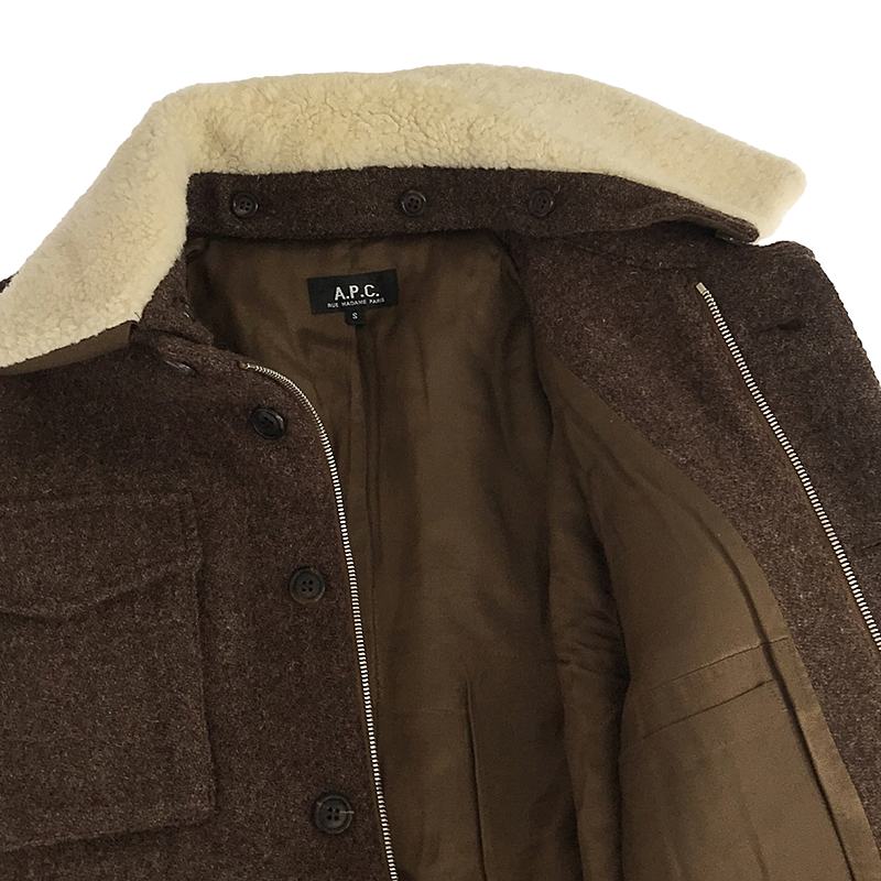 A.P.C. / アーペーセー ハリスツイード 襟ボア ウール カバーオール ジャケット