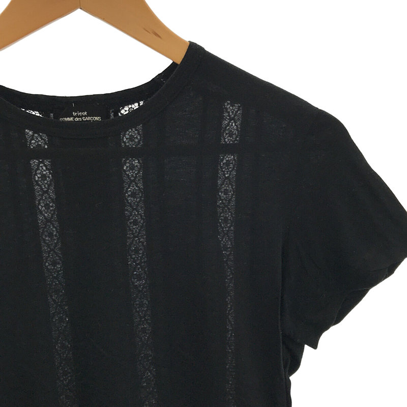 tricot COMME des GARCONS / トリココムデギャルソン バックレースストライプ切替Tシャツ