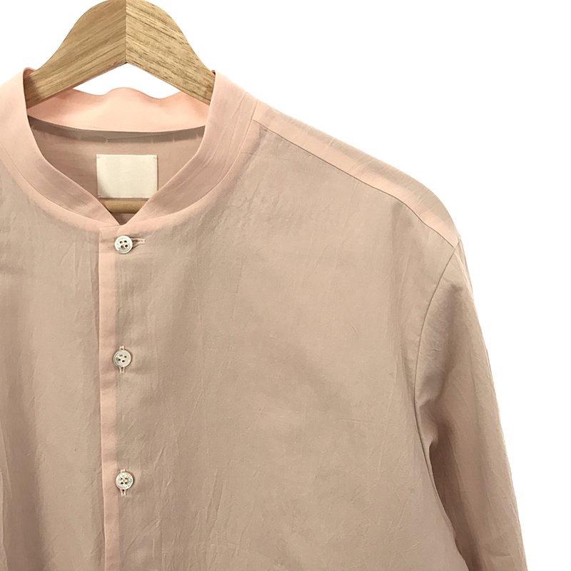 山内 / ヤマウチ 塩縮加⼯コットンリネンシャツ ⽻襟無し